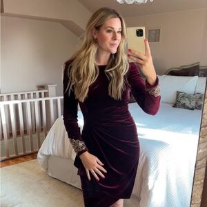 Alex Evenings | Burgundy Velvet Dress | Size 4